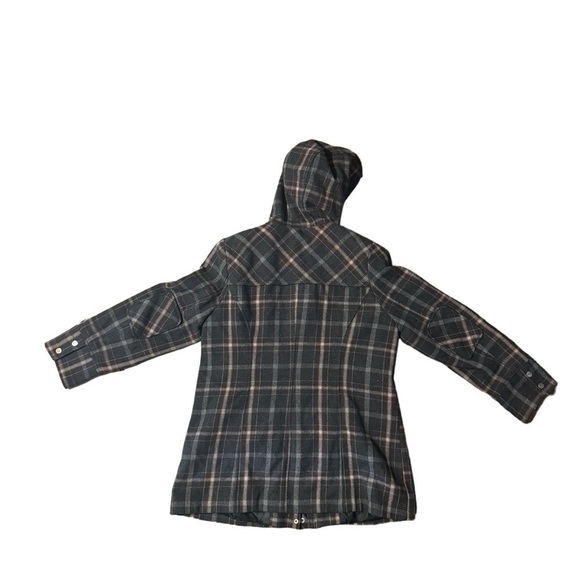 Inked & Faded Women’s Plaid Wool Heavy Coat Size XL Gray Brown Beige Winter Warm - Picture 2 of 12